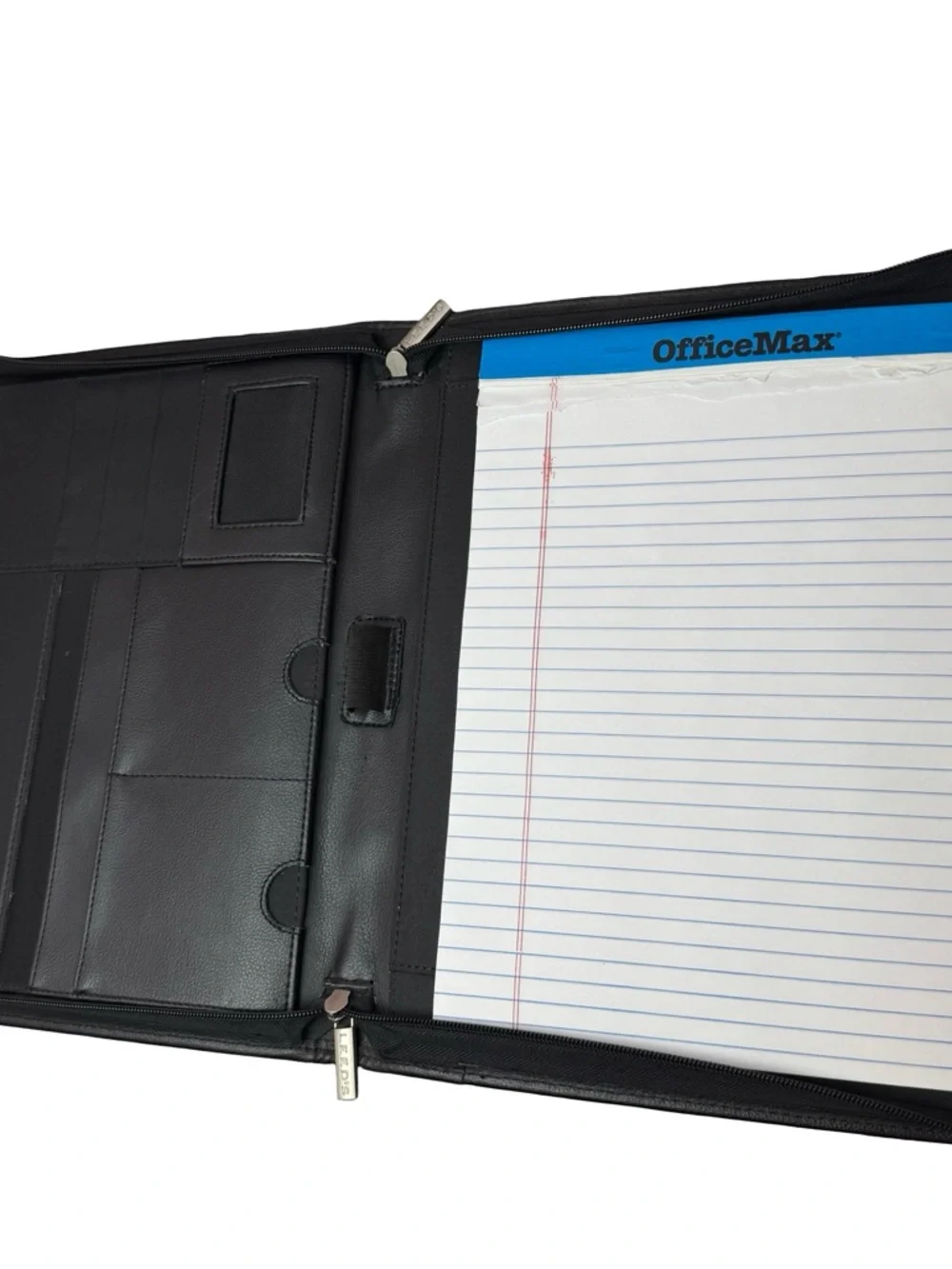 Leather Notepad Portfolio Organizer Zip Folder Black Money Gram Leeds Padfolio